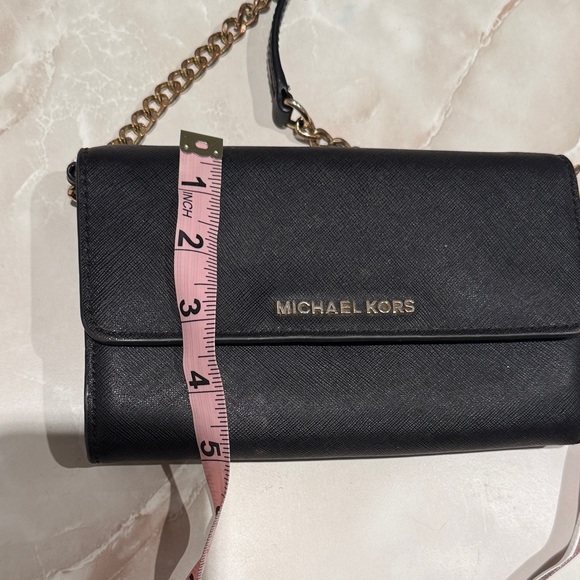 Michael Kors Black Leather Crossbody with Gold Chain Strap - Picture 6 of 6